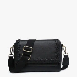Black Francesca Whipstitch Crossbody