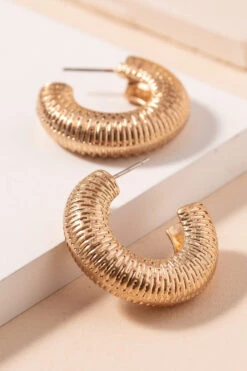 Gold Textured Hoop