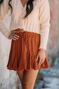 Rust Ruffle Skort