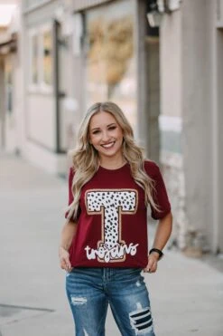 T Trojans Gold Glitter Tee