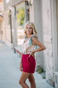 Peach Ruffle Pattern Tank
