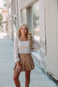 Camel Pleather Skort