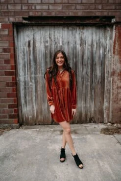 Rust Velvet Dress