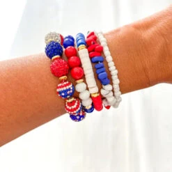 Red White & Blue Flag Bracelet Stack