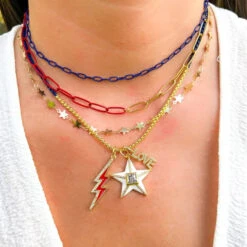 Navy Mini Paperclip Necklace