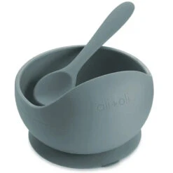 Blue Suction Bowl & Spoon Set