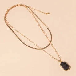 Layered Stone Pendent- Black