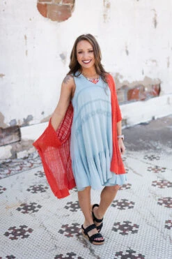 Coral Crochet Kimono