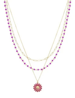 Hot Pink Flower Necklace