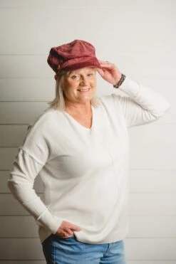 Burgundy Newsboy Cap