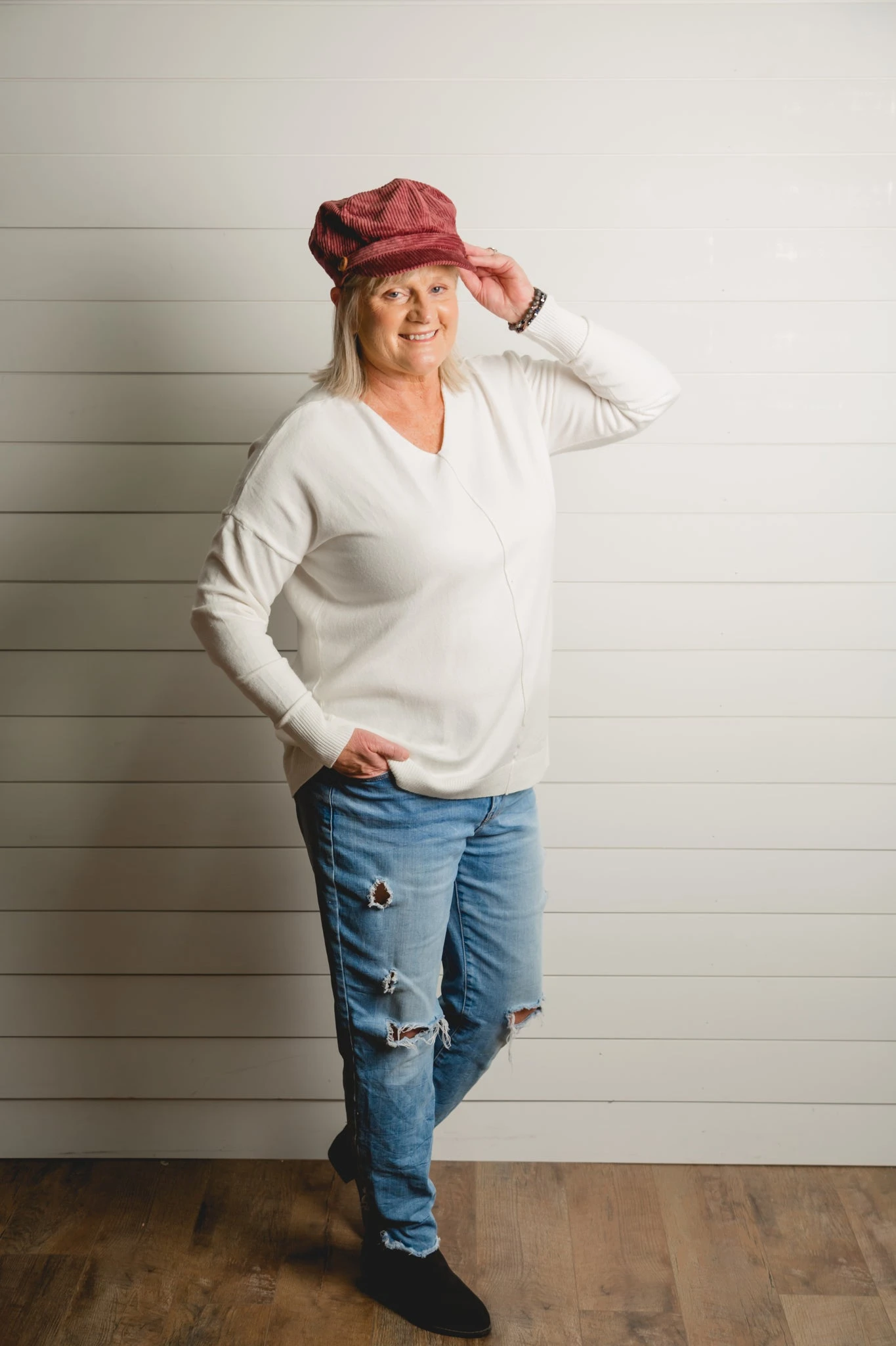 Burgundy Newsboy Cap - Image 2