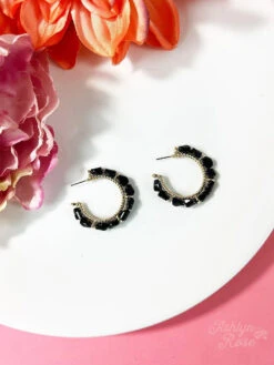 Black Beading Around Earring