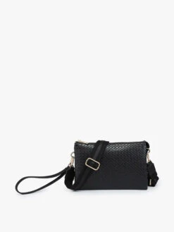 Black Izzy Woven Crossbody Wristlet
