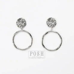 Circle Silver Disc Earring