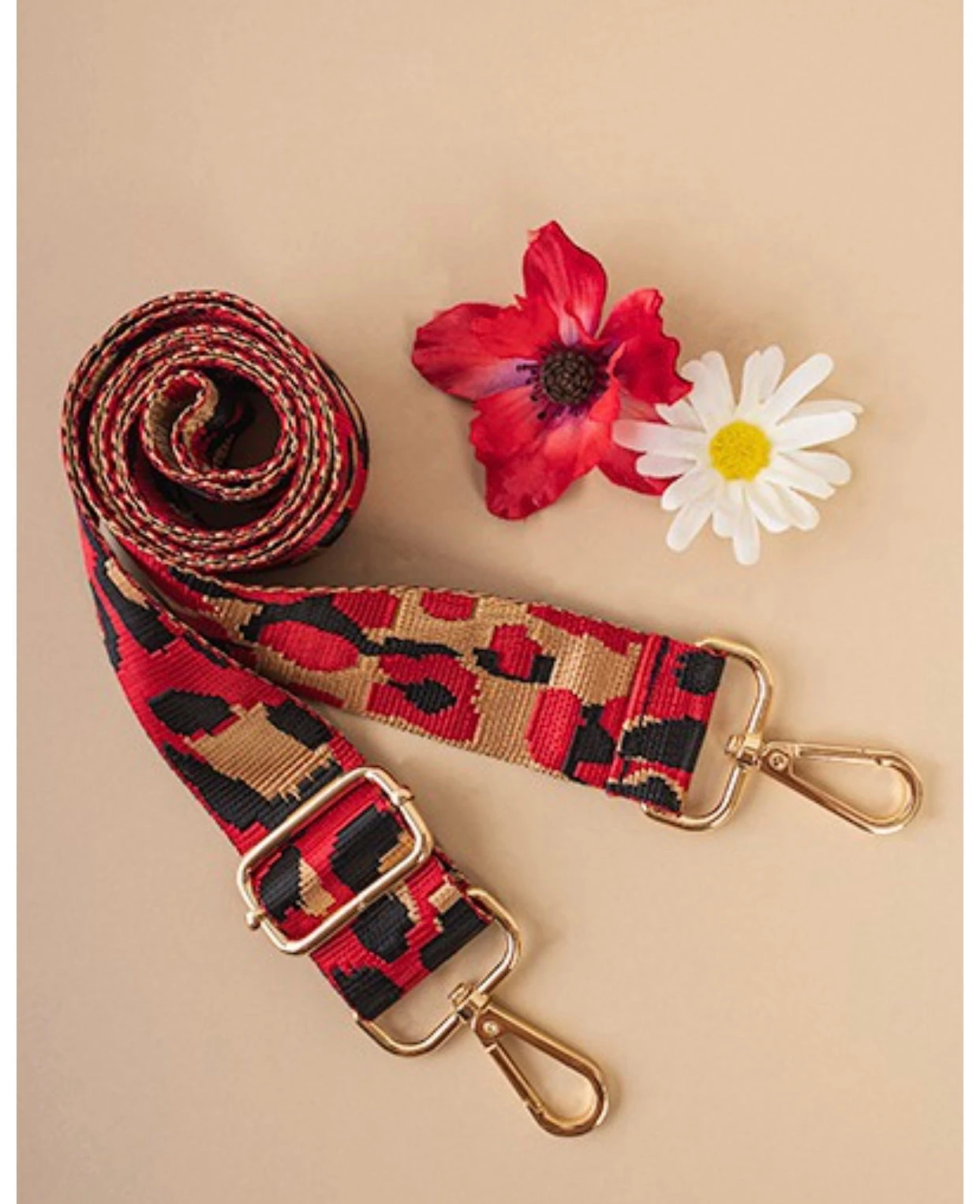 Red Leopard Guitar Strap