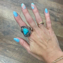 Turquoise Feather Ring
