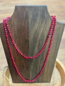 Metallic Red Beaded Necklace