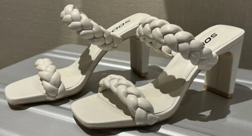 Ivory Brainded Strap Sandal